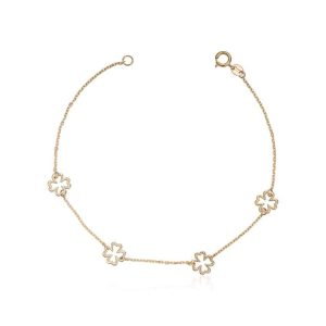 Armbånd med blomster 14K gult gull