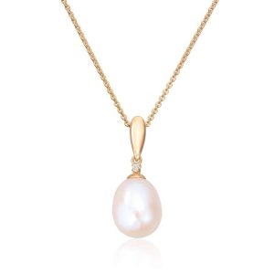 Anheng gult gull med perle og 0,015ct WSI