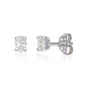 Ørepynt Olivia med oval diamant 0,60ct TWSI i 14K hvitt gull