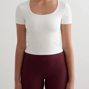 White Ribbed Performance Short Sleeve