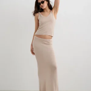 Sand Silk Knit Maxi Skirt