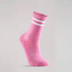 Tennissokker, rosa med hvite striper, 3 par